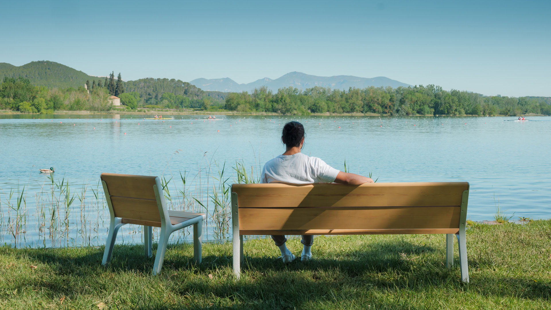 Comfort and relaxation in a natural park with outdoor furniture