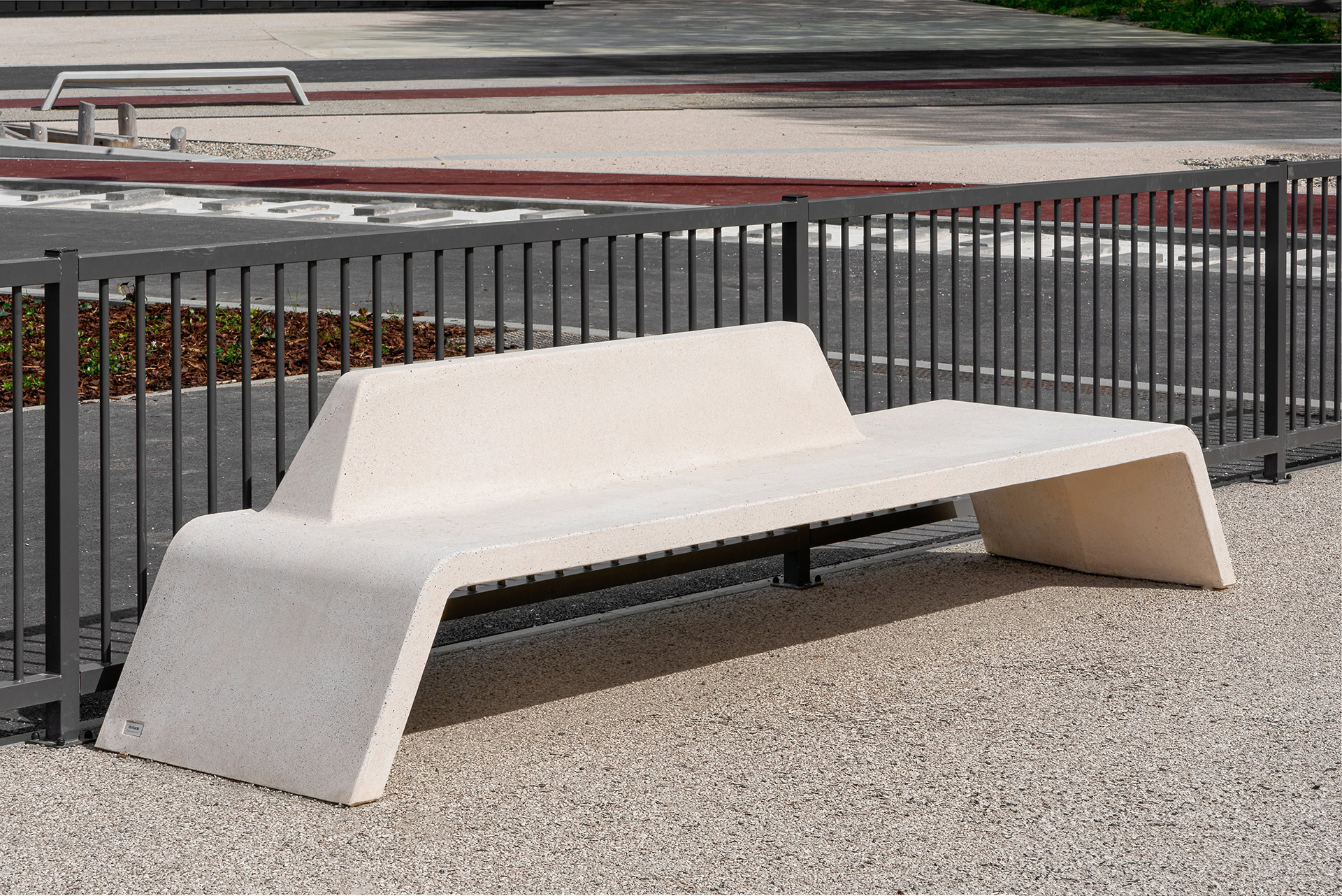 Mimetic bench with backrest, designed by Yonoh Studio for urban planning projects